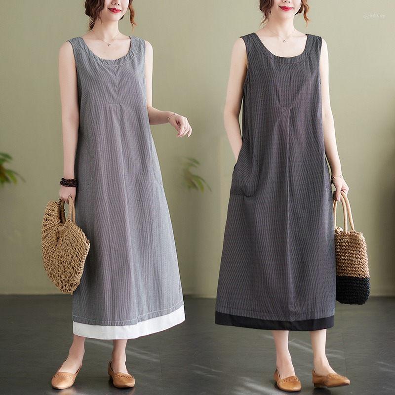 Casual Dresses Simple Cotton And Linen Vest Dress Women Summer 2023 Loose Literary Striped Sleeveless Long Female Robes H903, Black
Casual Dresses Simple Cotton And Linen Vest Dress Women Summer 2023 Loose Literary Striped Sleeveless Long Female Robes H903, Black