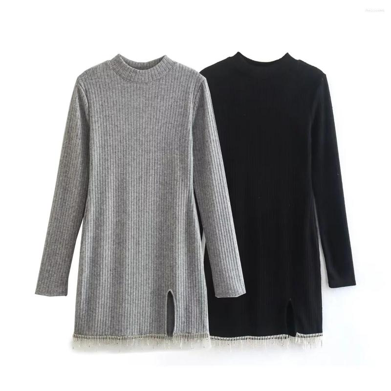 Casual Dresses Vintage Tassel Hem Black Sweater Dress Women Long Sleeves Party Chic Lady Elegant Mini 2023
Casual Dresses Vintage Tassel Hem Black Sweater Dress Women Long Sleeves Party Chic Lady Elegant Mini 2023