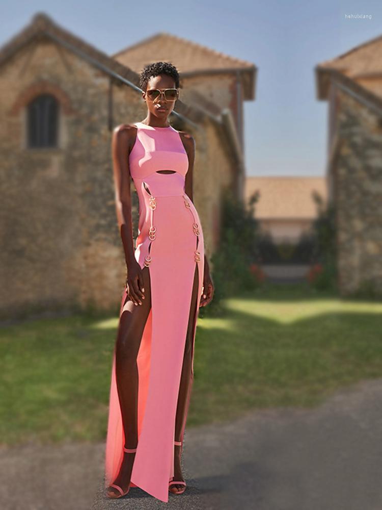 Casual Dresses 2023 Elegant Women's Pink Maxi Dress Sleeveless Hollow Out Metal Ring Decoration Sexy High Split Celebrity Party Bandage
Casual Dresses 2023 Elegant Women's Pink Maxi Dress Sleeveless Hollow Out Metal Ring Decoration Sexy High Split Celebrity Party Bandage