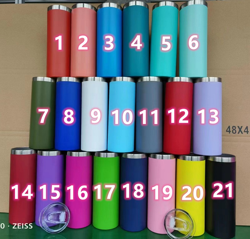 20oz Powder Coated STRAIGHT Tumbler Stainless Steel Tumbler slim Tumbler Vacuum Insulated Beer Coffee Mugs with Lid 21colors, Multi-colors
20oz Powder Coated STRAIGHT Tumbler Stainless Steel Tumbler slim Tumbler Vacuum Insulated Beer Coffee Mugs with Lid 21colors, Multi-colors
