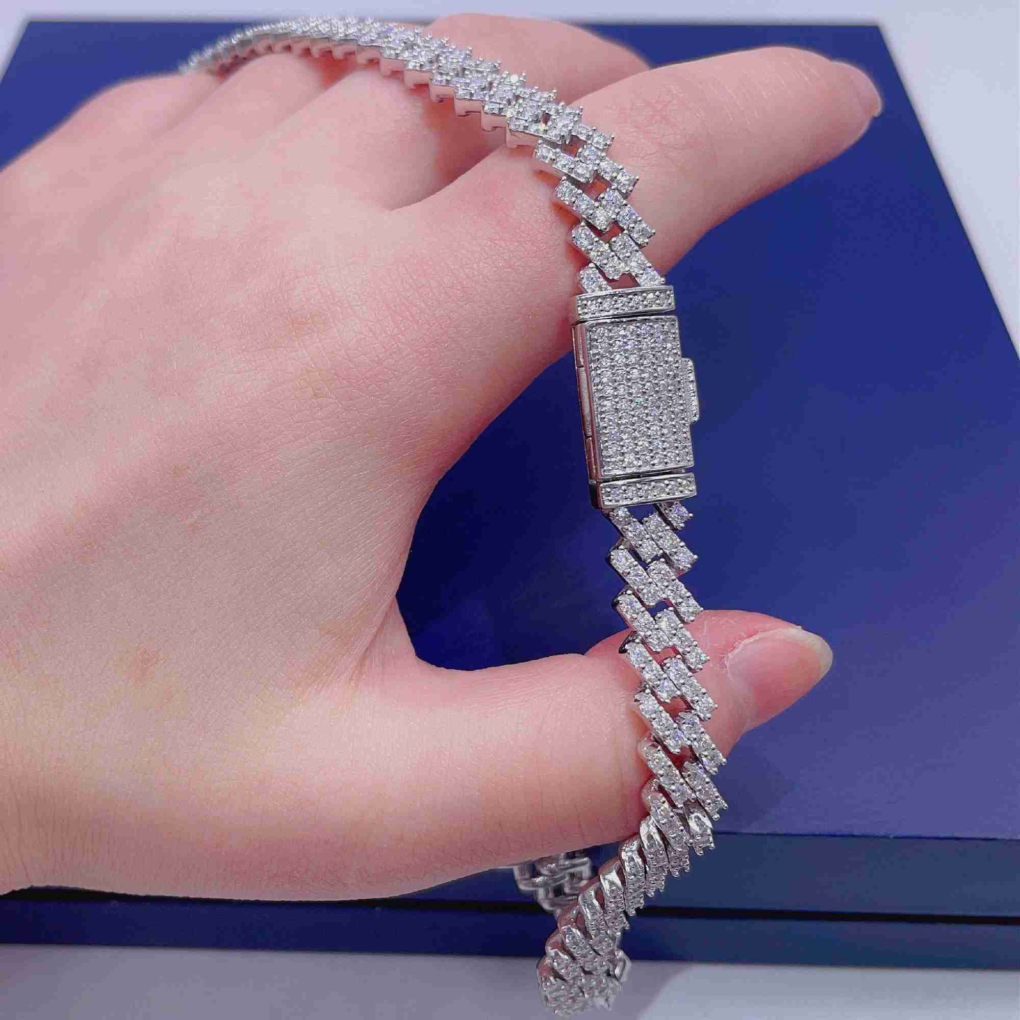 8mm Hip Hop Mens Chain Jewelry 925 Sterling Silver Fully Vvs Moissanite Cuban Link Chain in Stock