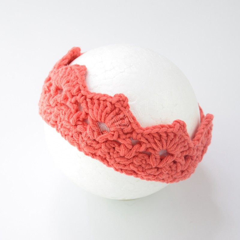 Baby Girls Super Elastic Birthday Crown Headband Toddler Soft Crochet Knitted Tiara HeadWrap Children Hair Accessories