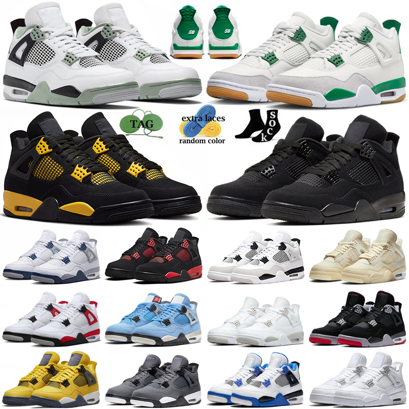 Jumpman 4 basketball shoes 4s SB sneakers Pine Green Military Black Cat Midnight Navy Seafoam Fire Red Thunder Cactus Jack Sail Oreo men women outdoor sports trainers, Sb-bred