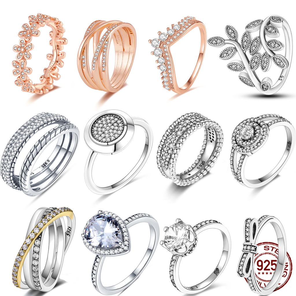 2024 New Popular 925 Sterling Silver Fashion Glittering Love Rings Ladies Jewelry Anniversary Gift