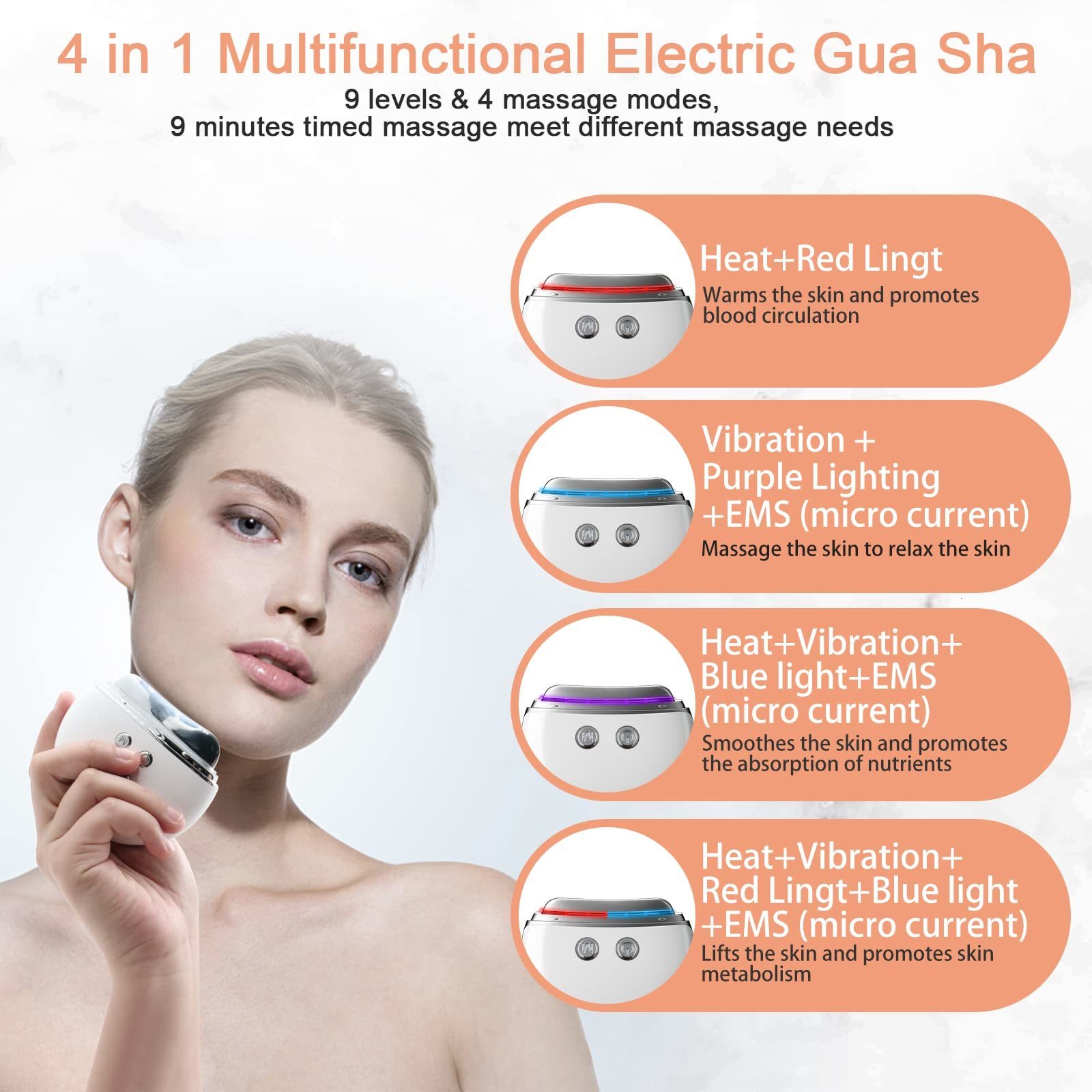 Face Care Devices EMS Microcurrent Heating GuaSha Tool Vibration Massager For Gua sha Anti Aging Contour Acupressure Skin 230317