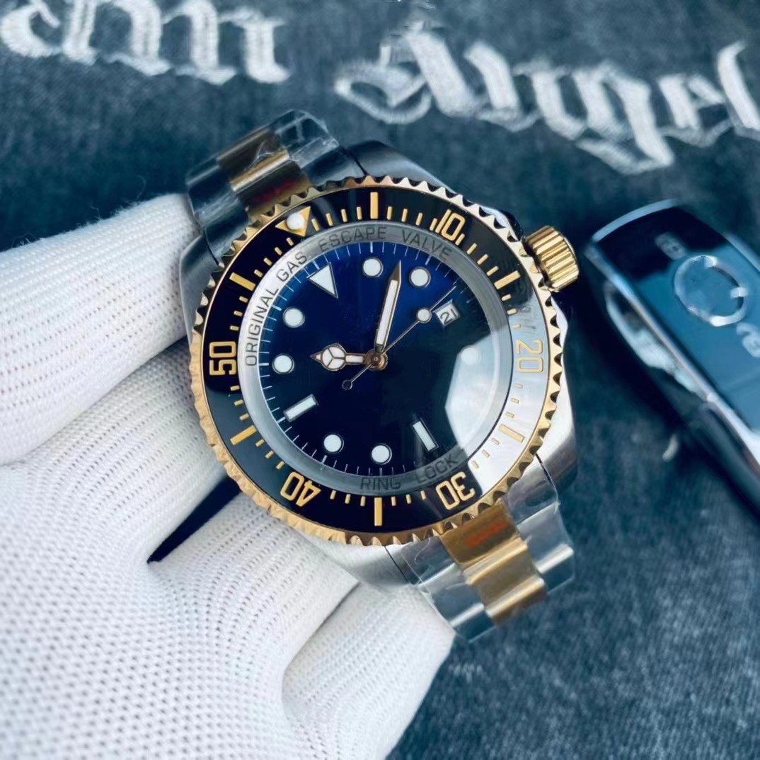 Man Watch Deep Ceramic Bezel SEA Hardlex Crystal Stainless Steel Band Automatic Mechanical mens Watches Black Blue Dial R06-3