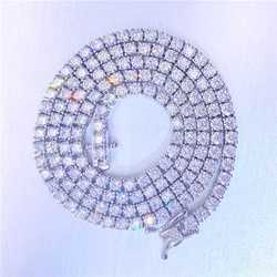 Factory Price Fine Jewelry 2mm 3mm 4mm 5mm S925 Sterling Silver Gra Certificate D-vvs Diamond Moissanite Tennis Chain Necklace