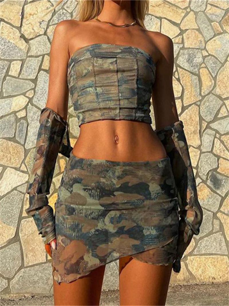 Women' Tracksuits Wsevypo Camouflage Printed 3Pieces Matching Sets Women Streetwear Sleeveless Strapless Tube Tops Low Waist Mini Skirt, Gray
Women' Tracksuits Wsevypo Camouflage Printed 3Pieces Matching Sets Women Streetwear Sleeveless Strapless Tube Tops Low Waist Mini Skirt, Gray