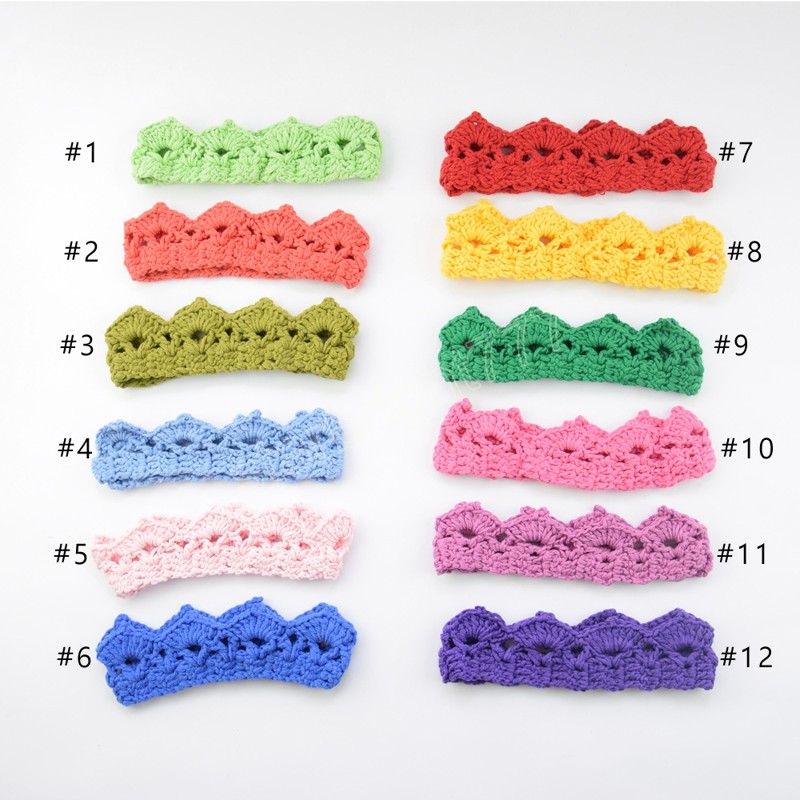 Baby Girls Super Elastic Birthday Crown Headband Toddler Soft Crochet Knitted Tiara HeadWrap Children Hair Accessories