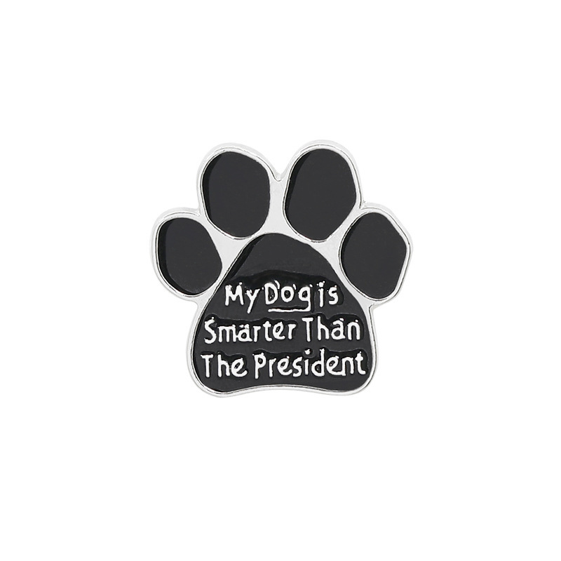 Black Animal Pet Dog paw Brooch I love MY DOGS Enamel paw brooches BackPack Jackets Metal Lapel Pin Cute Badge Jewelry Wholesale