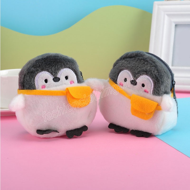 Girls Zipper Mini Bag Children's Gift Penguin Plush Coin Purse Soft Cartoon Animal Keychain Bag Handbag Toy Birthday Gift Lady