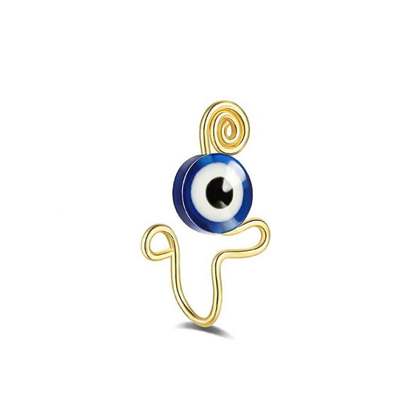 Boho Copper Evil Eye Nose Cuff Wire Spiral Clip On Nose Ring Studs Snake shape Fake Piercing Body Jewelry