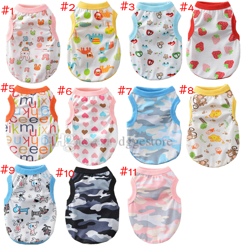 Wholesale Shirts Cute Printed Clothes Soft Cotton Pet T Shirt Breathable Puppy Sweatshirt Apparel Outfit for Small Dog Bichon Chihuahua XS A561