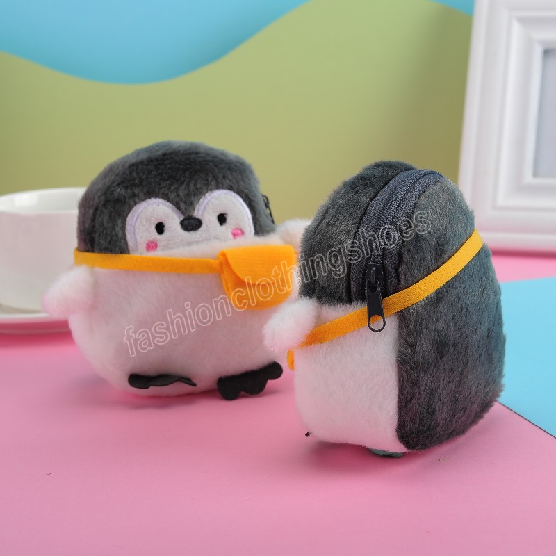Girls Zipper Mini Bag Children's Gift Penguin Plush Coin Purse Soft Cartoon Animal Keychain Bag Handbag Toy Birthday Gift Lady