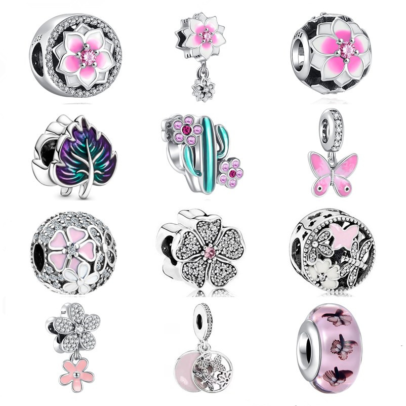 925 silver Fit Pandora Original charms DIY Pendant women Bracelets beads 925 pink flowers Butterfly Glass Bead Accessories
925 silver Fit Pandora Original charms DIY Pendant women Bracelets beads 925 pink flowers Butterfly Glass Bead Accessories