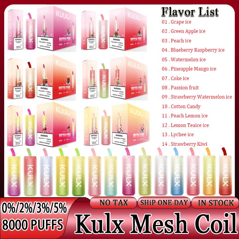 Original Kulx 8000 Puff Disposable E-cigarettes Vape e cigarette VBON 8000 Puffs Rechargeable Vape Pen Device 650mah 15ml Cartridges pod Mesh Coil Vaporizers 0% 2% 3% 5%
Original Kulx 8000 Puff Disposable E-cigarettes Vape e cigarette VBON 8000 Puffs Rechargeable Vape Pen Device 650mah 15ml Cartridges pod Mesh Coil Vaporizers 0% 2% 3% 5%