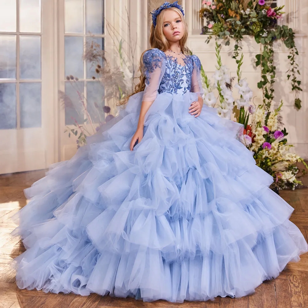 Tiere Flower Girls Dresses 2023 Baby Blue Ruffles Ball Gown Bead Kids Formal Gown Half Sleeve Princess Child Special Occasion Dress GJ0318, Brown
Tiere Flower Girls Dresses 2023 Baby Blue Ruffles Ball Gown Bead Kids Formal Gown Half Sleeve Princess Child Special Occasion Dress GJ0318, Brown