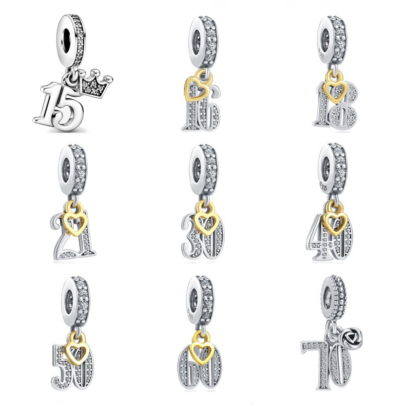 925 silver Fit Pandora Original charms DIY Pendant women Bracelets beads Birthday Numbers 16 18 Pendant
925 silver Fit Pandora Original charms DIY Pendant women Bracelets beads Birthday Numbers 16 18 Pendant