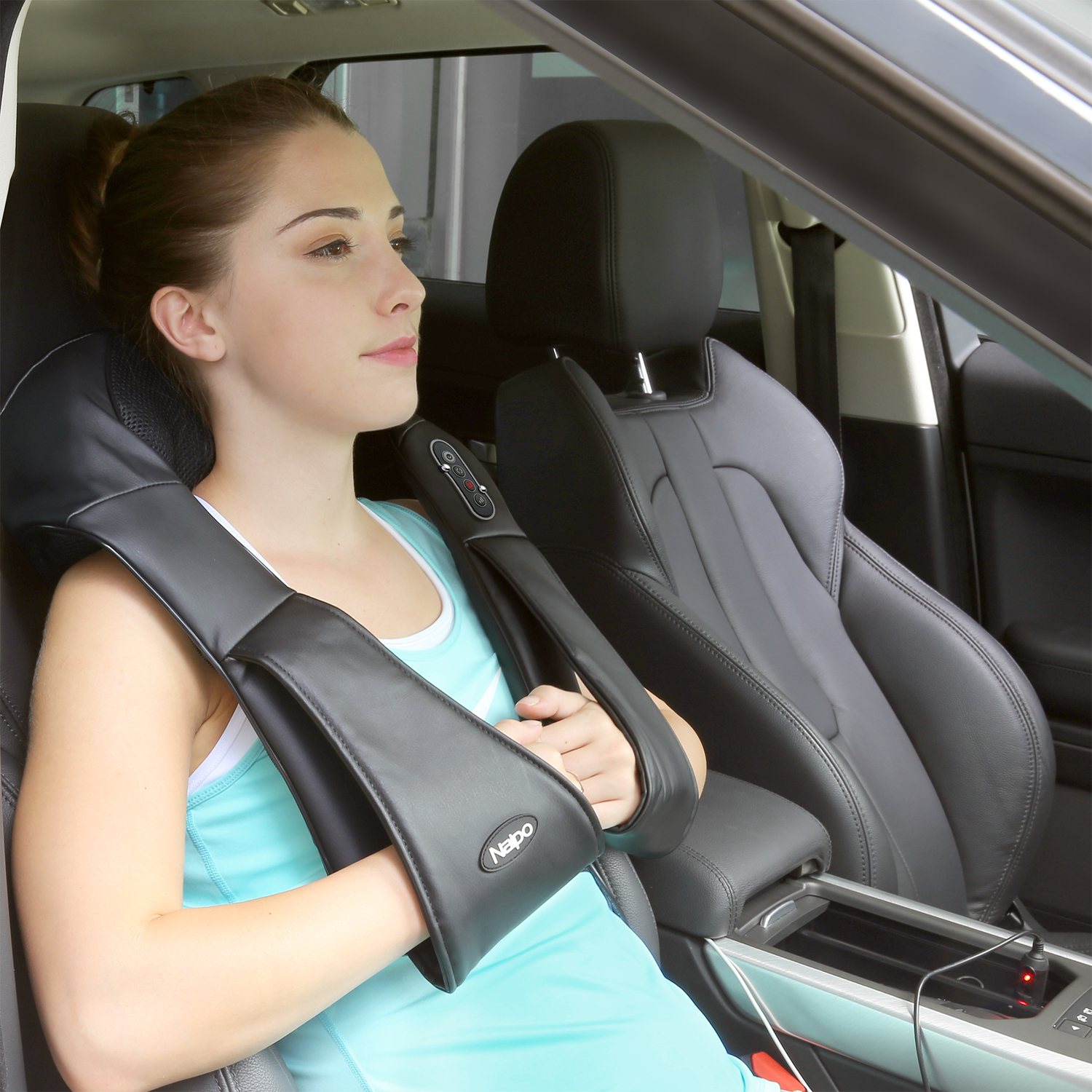 Electric Portable Car Back Heated Massager 3D Deep Tissue Kneading Massages for Relieving Pain, Neck and Upper Back Massager