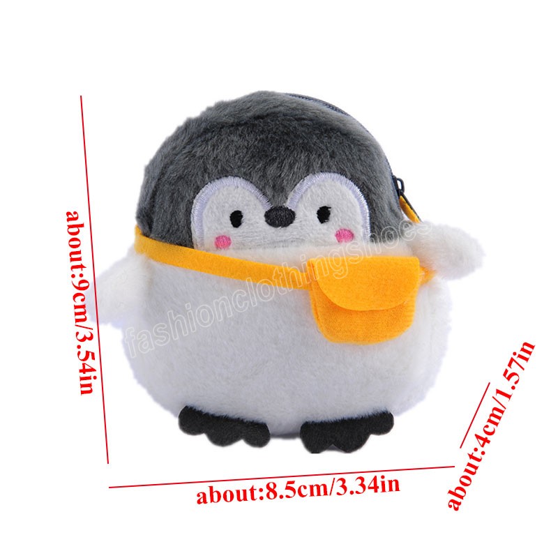 Girls Zipper Mini Bag Children's Gift Penguin Plush Coin Purse Soft Cartoon Animal Keychain Bag Handbag Toy Birthday Gift Lady