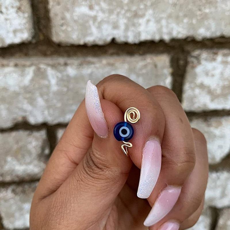Boho Copper Evil Eye Nose Cuff Wire Spiral Clip On Nose Ring Studs Snake shape Fake Piercing Body Jewelry