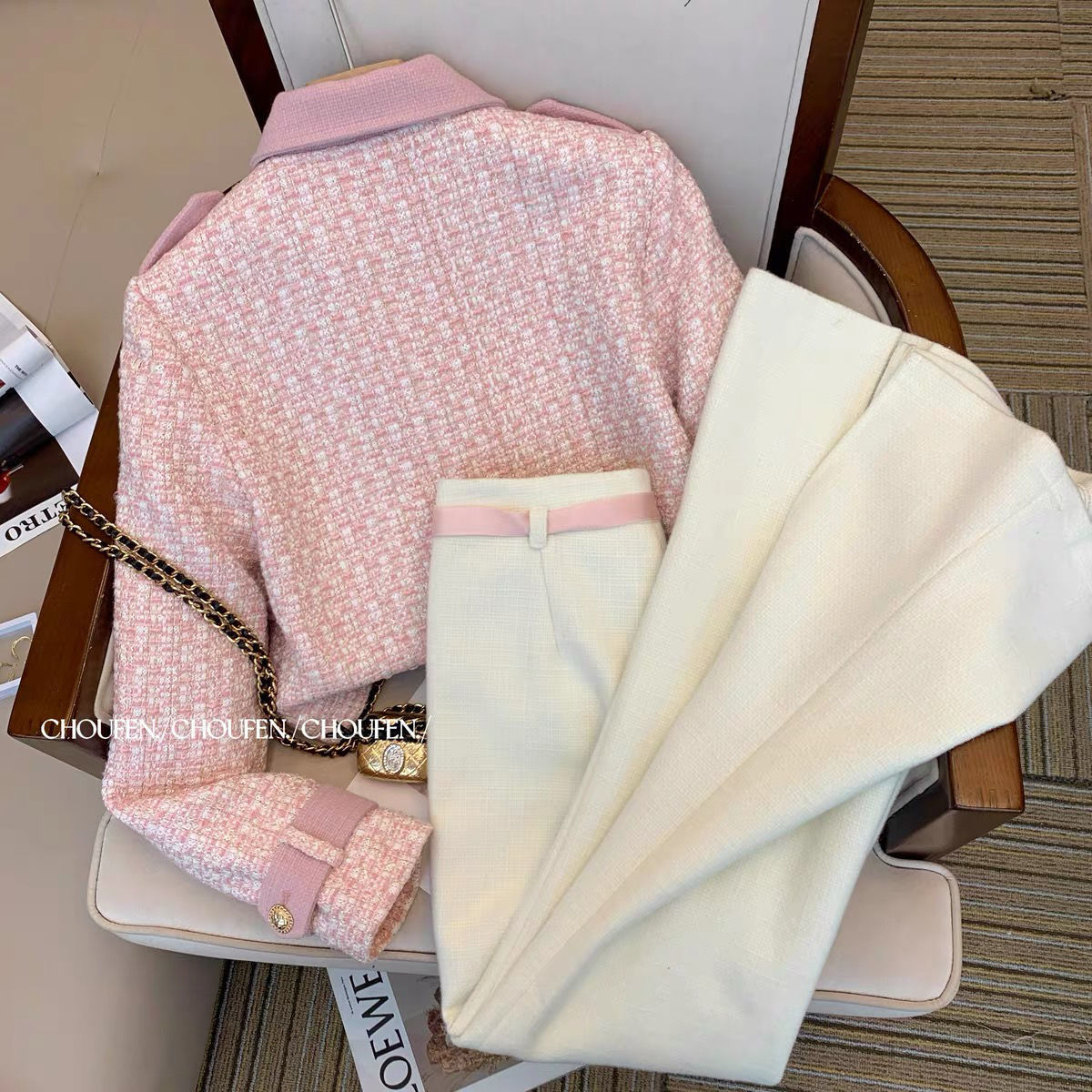 Womens Two Piece Pants KUSAHIKI Spring Fashion Elegant Pieces Sets Turndown Collar Double Breasted Women Coat High Waist Long 230317