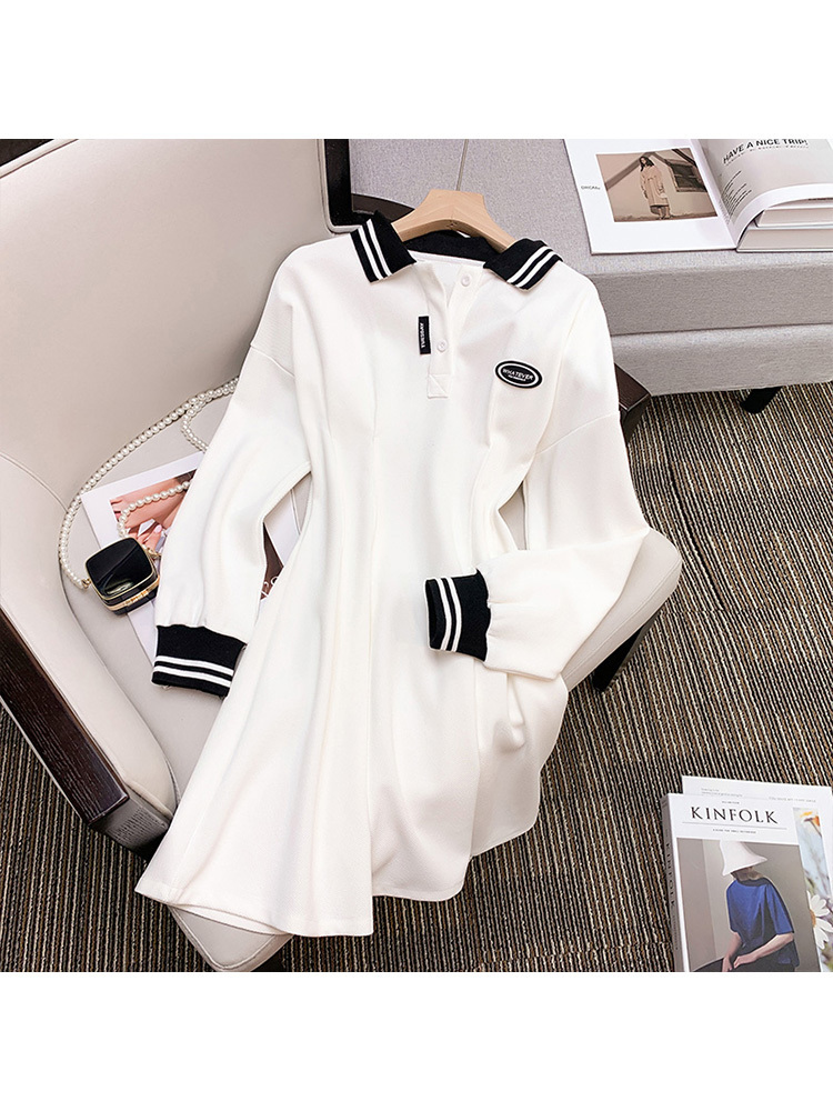 Casual Dresses Vintage Sweet Polo Collar Dress Women Preppy Style Korean Fashin White Long Sleeve Mini Tennis Golf Dresses Female Spring 2023 230317
