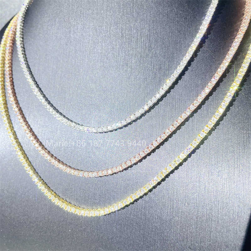 2mm Wide Moissanite Tennis Bracelet Sliver Tennis Necklace Moissanite Diamond Jewelry Tennis Chain