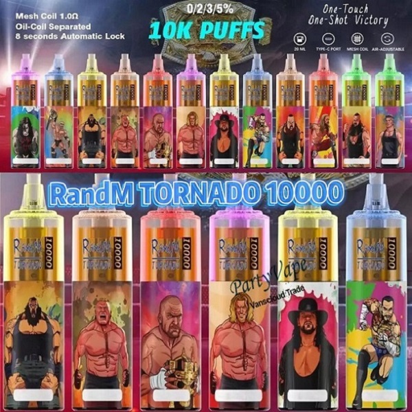 Original RandM Tornado 10000 Puffs Disposable Vape Pen E Cigarette With 1000 Mah Rechargeable Battery Airflow Control Mesh Coil 10K 20ml Prefilled Pod 24 colors
Original RandM Tornado 10000 Puffs Disposable Vape Pen E Cigarette With 1000 Mah Rechargeable Battery Airflow Control Mesh Coil 10K 20ml Prefilled Pod 24 colors