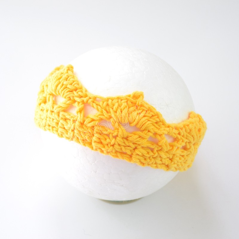 Baby Girls Super Elastic Birthday Crown Headband Toddler Soft Crochet Knitted Tiara HeadWrap Children Hair Accessories