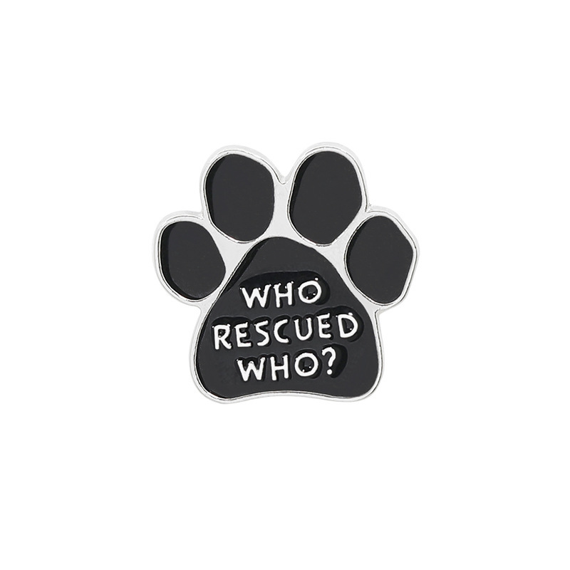 Black Animal Pet Dog paw Brooch I love MY DOGS Enamel paw brooches BackPack Jackets Metal Lapel Pin Cute Badge Jewelry Wholesale