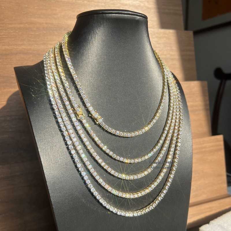 Factory Price Fine Jewelry 2mm 3mm 4mm 5mm S925 Sterling Silver Gra Certificate D-vvs Diamond Moissanite Tennis Chain Necklace
