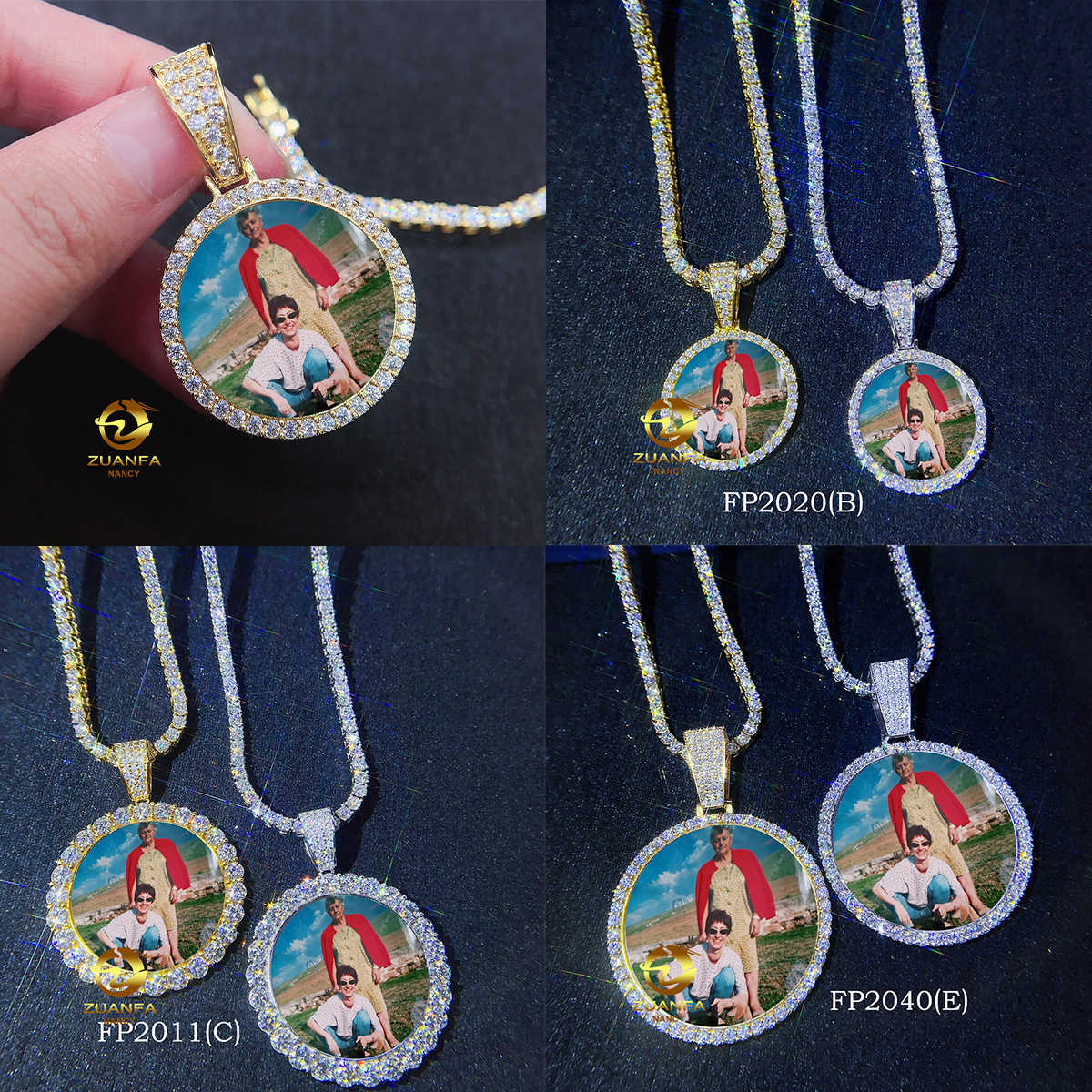 Full Size Iced Out Hip Hop Bling Men Jewelry Custom Made Vvs Moissanite Photo Picture Pendant