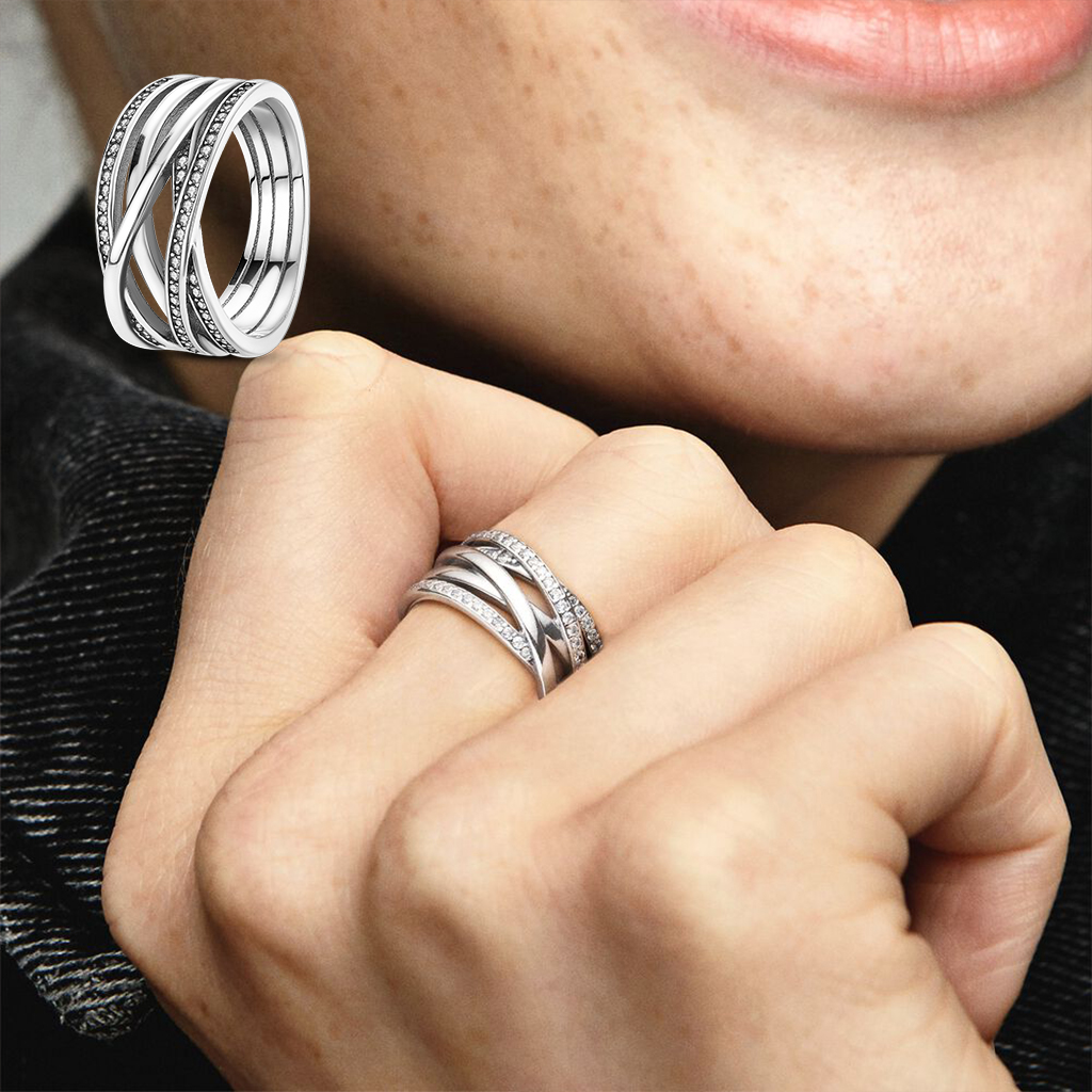 2024 New Popular 925 Sterling Silver Fashion Glittering Love Rings Ladies Jewelry Anniversary Gift