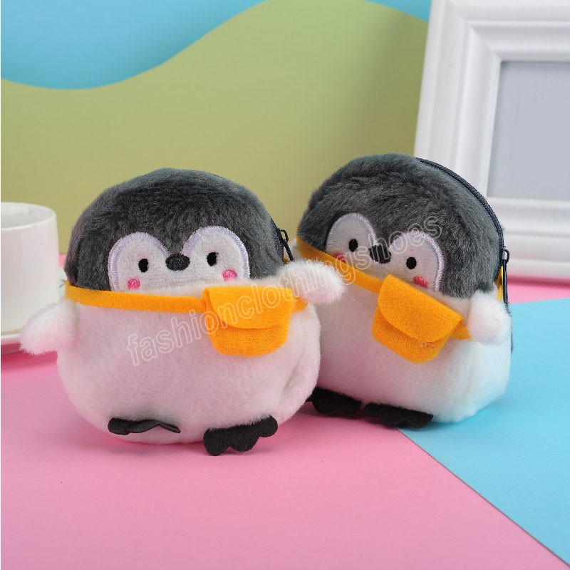 Girls Zipper Mini Bag Children's Gift Penguin Plush Coin Purse Soft Cartoon Animal Keychain Bag Handbag Toy Birthday Gift Lady