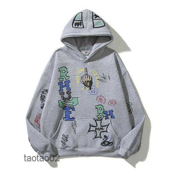 Rhude Hoodie Hand-painted Graffiti Pullover High Street Men's Loose Sportshutj, Gray
Rhude Hoodie Hand-painted Graffiti Pullover High Street Men's Loose Sportshutj, Gray
