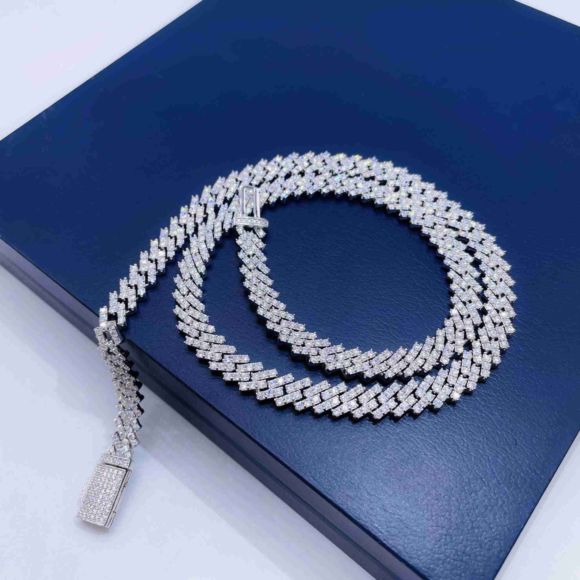 8mm Hip Hop Mens Chain Jewelry 925 Sterling Silver Fully Vvs Moissanite Cuban Link Chain in Stock