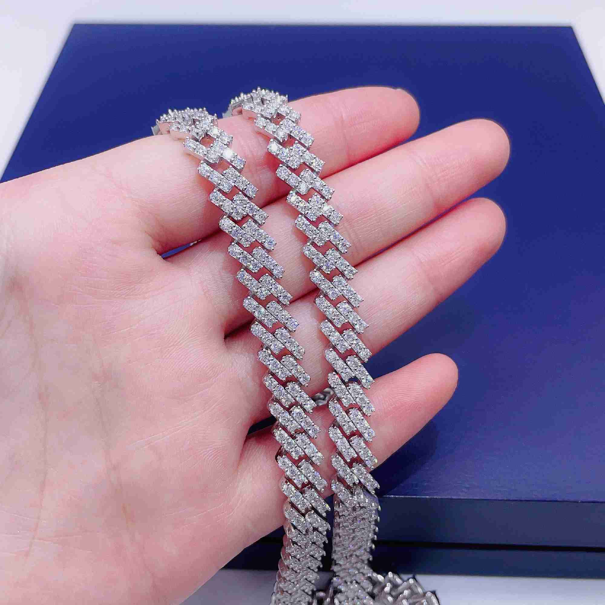 8mm Hip Hop Mens Chain Jewelry 925 Sterling Silver Fully Vvs Moissanite Cuban Link Chain in Stock