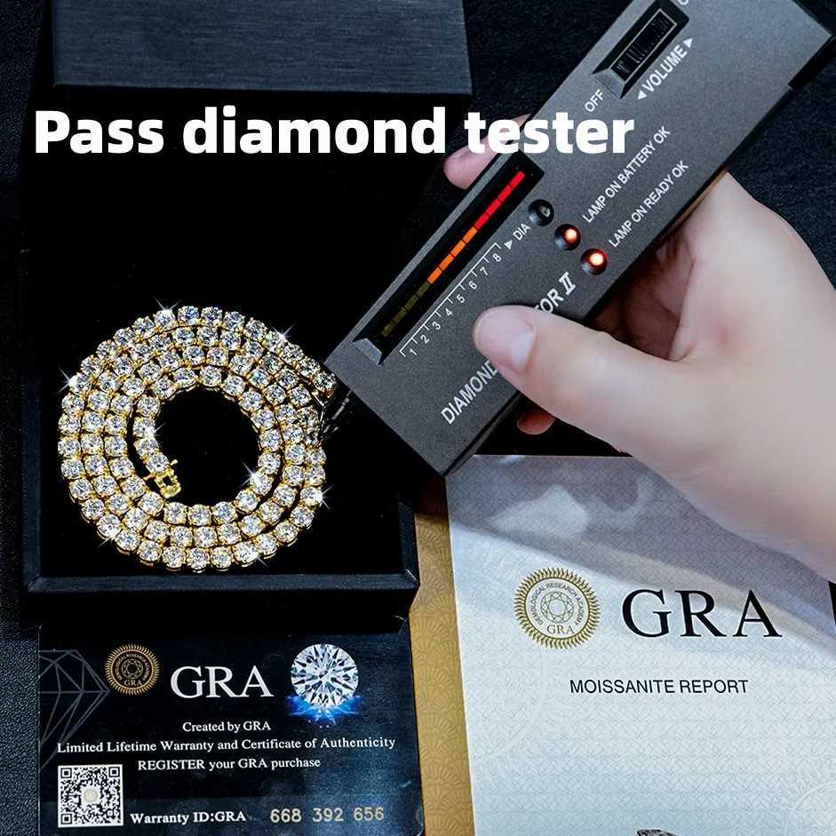 Factory Price Fine Jewelry 2mm 3mm 4mm 5mm S925 Sterling Silver Gra Certificate D-vvs Diamond Moissanite Tennis Chain Necklace