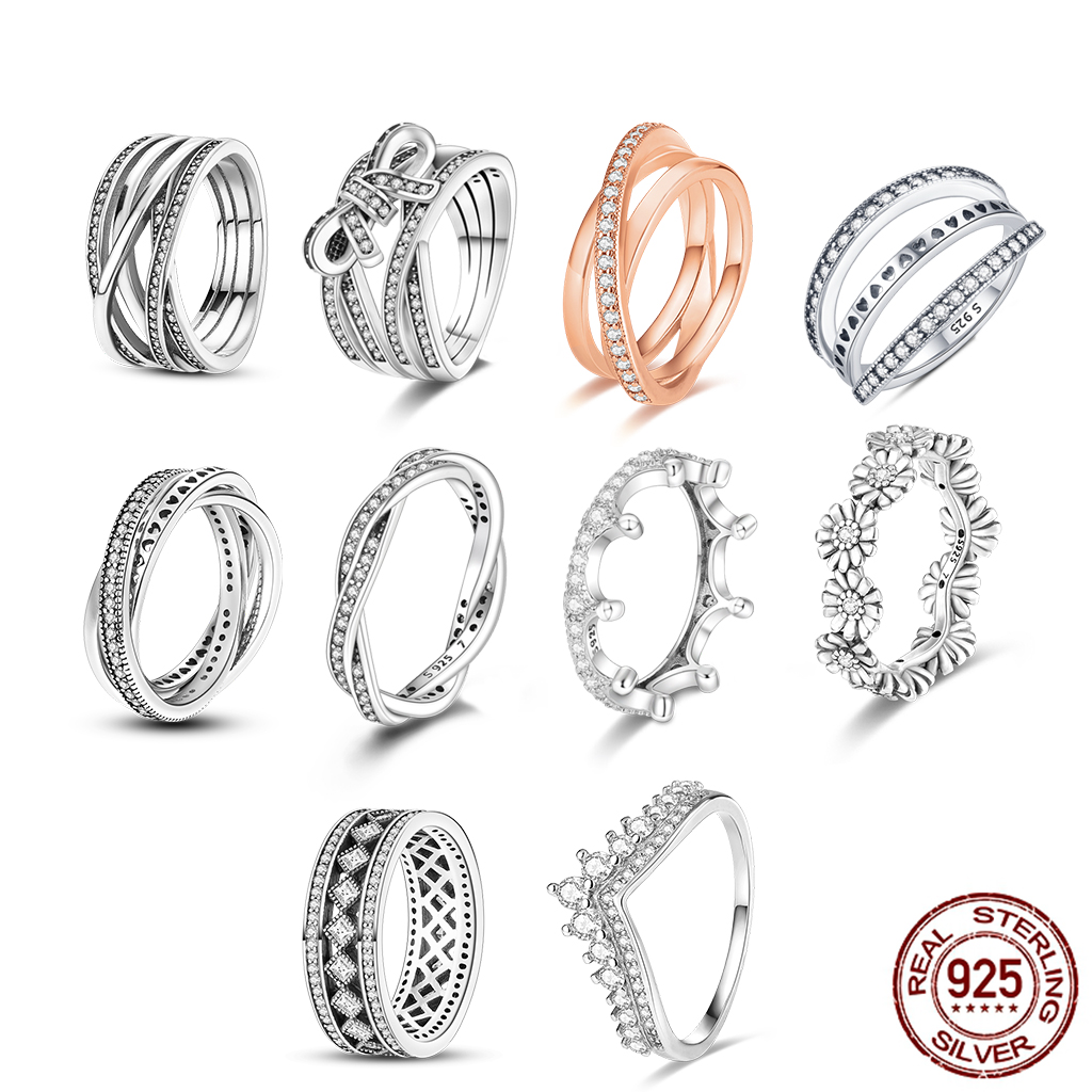 2024 New Popular 925 Sterling Silver Fashion Glittering Love Rings Ladies Jewelry Anniversary Gift