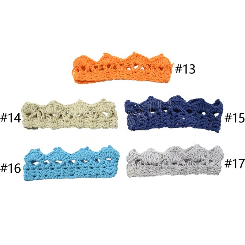 Baby Girls Super Elastic Birthday Crown Headband Toddler Soft Crochet Knitted Tiara HeadWrap Children Hair Accessories