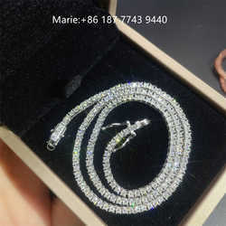 2mm Wide Moissanite Tennis Bracelet Sliver Tennis Necklace Moissanite Diamond Jewelry Tennis Chain