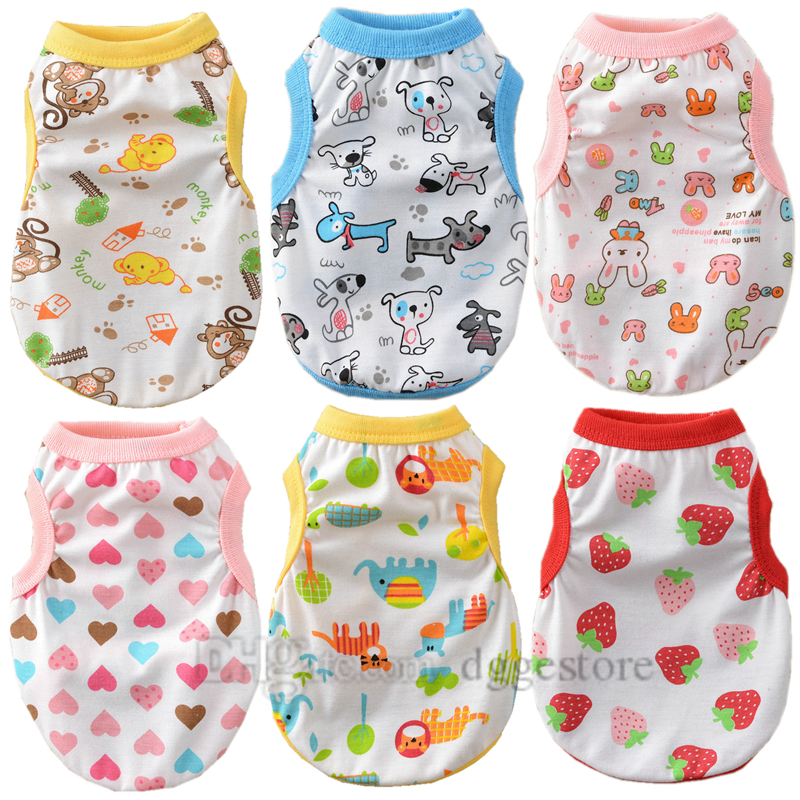 Wholesale Shirts Cute Printed Clothes Soft Cotton Pet T Shirt Breathable Puppy Sweatshirt Apparel Outfit for Small Dog Bichon Chihuahua XS A561