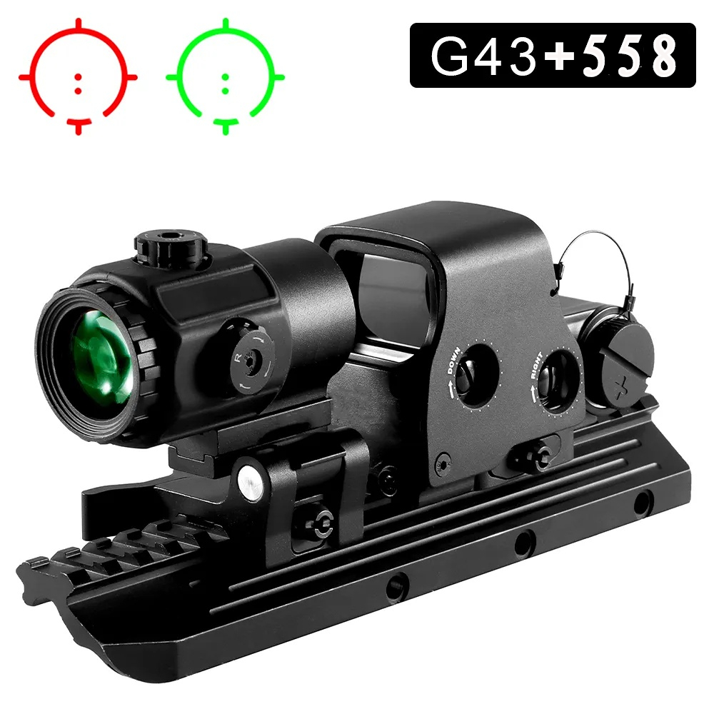 2026 new G43 Dot combination 558 G33X Sight Magnifier Collimator Sights Reflex with 20mm Holographic Scope Red Illuminated free shipping