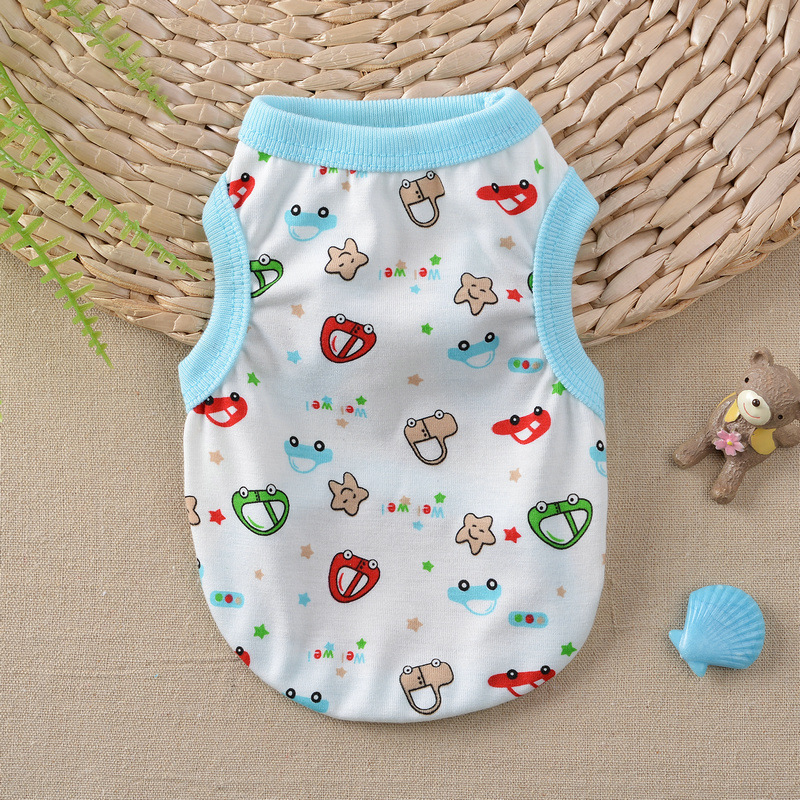 Wholesale Shirts Cute Printed Clothes Soft Cotton Pet T Shirt Breathable Puppy Sweatshirt Apparel Outfit for Small Dog Bichon Chihuahua XS A561