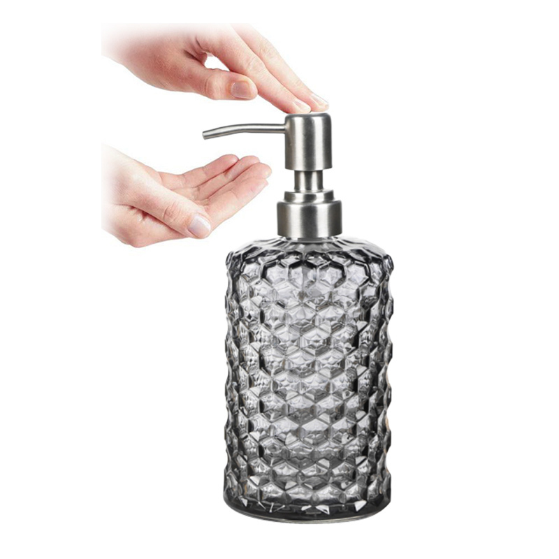 Liquid Soap Dispenser 500ml Soap Shampoo Dispenser Liquid Hand Soap Glass Bottle with Stainless Steel Pump for Bathroom Portable Soap Dispensers 23031
