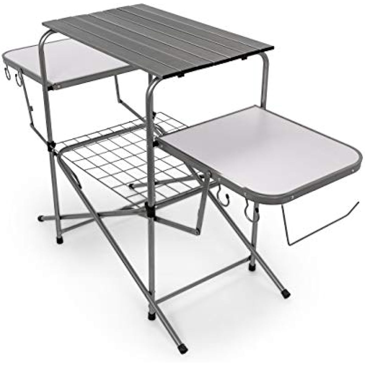 Camco Olympian Deluxe Portable Grill Table | Provides Plenty of Room for Grilling Gear | Ideal for Picnics, Camping Boating Tailgating and Backyard BB