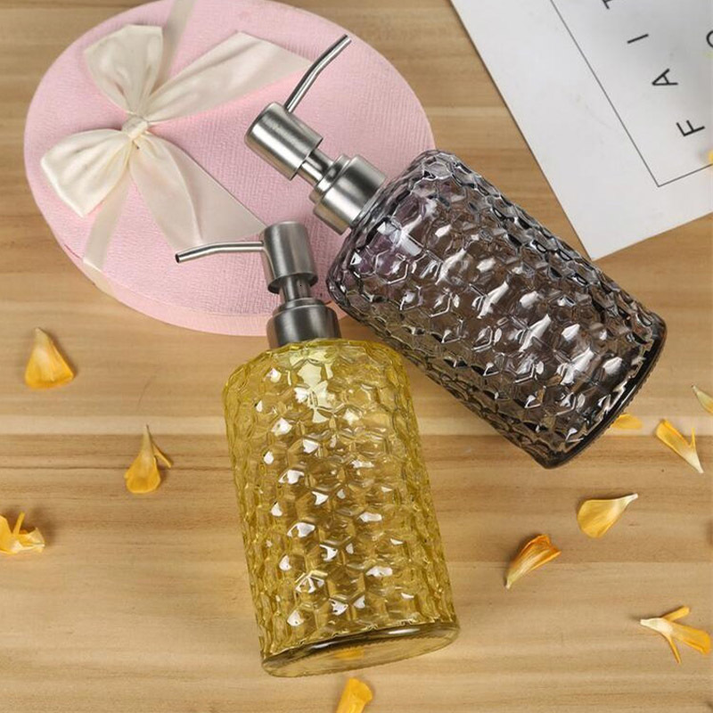 Liquid Soap Dispenser 500ml Soap Shampoo Dispenser Liquid Hand Soap Glass Bottle with Stainless Steel Pump for Bathroom Portable Soap Dispensers 23031