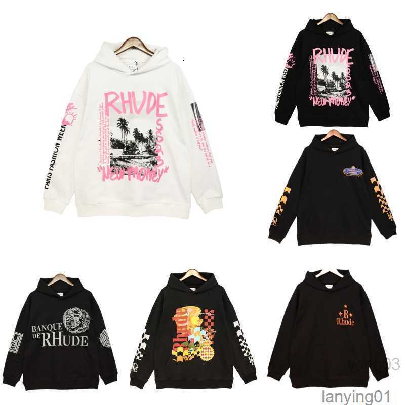Mens Hoodies Rhude Hooded Men Designer Fashion Popular Letters Printing Pullover Winter Hip Hop Sweatshirts, Style -2