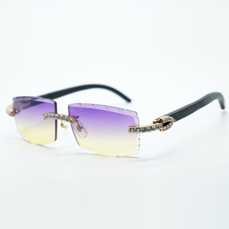 XL diamond cool sunglasses 3524031 with natural black wooden legs and 57 mm cut lens